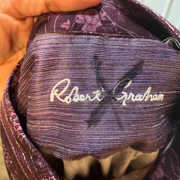 Robert Graham Men's purple and white long sleeve flip cuff shirt 3XL XXXL EUC - Picture 5 of 8